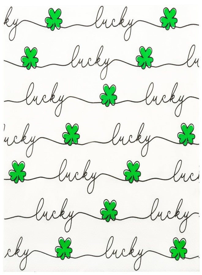 AimFun 100Pcs ‌St Patrick's Day Shamrock Paper Napkins - 6.5 Inch Disposable Green Lucky Clover Party Napkins for Irish Holiday, Baby Shower, Birthday & Spring Celebrations - Image 1